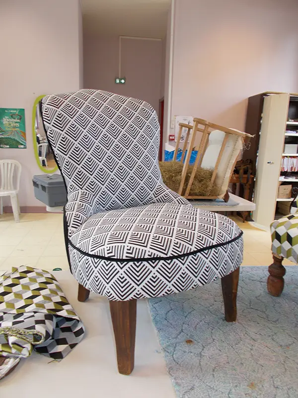 Fauteuil restauré lors d'un stage à Rouen
